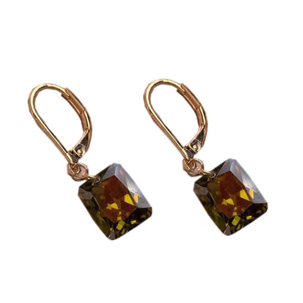 Gold plated over 925 silver green crystal earring